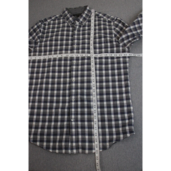 Banana Republic Luxe Flannel Mens Size L Gray Slim Fit Long Sleeve Check Shirt - Picture 6 of 7